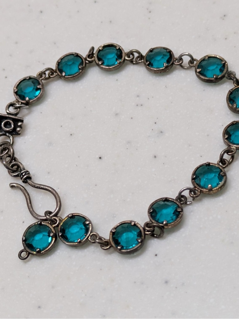 Antique Teal Crystal Link Bracelet - Women Jewelry